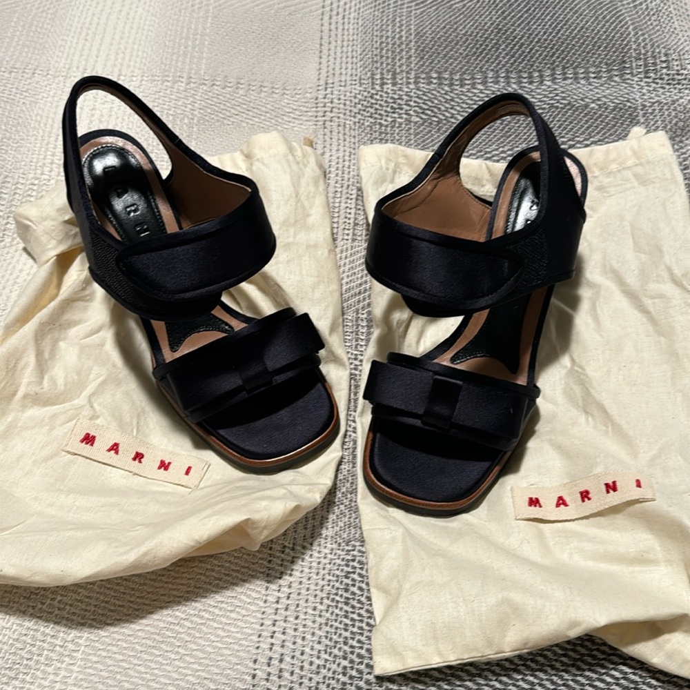 Marni Black Slingback Bow Sandals